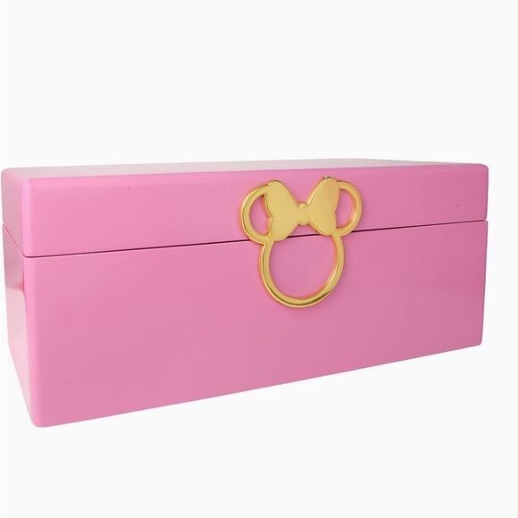 Disney Minnie Mouse Gold Icon Pink Lacquer Wood Jewelry Organizer - Picture 6 of 15